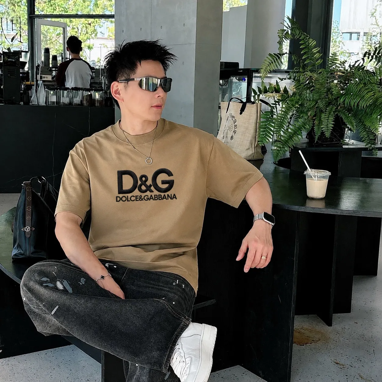 DG～ logo ， Same Style 《 》 ， ， tee， ， Same Style ， : Black White Coffee Brown Size：S（90-130 ） M（125-150 ） L（135-165 ） XL（160-190 ） XXL（185 ）
